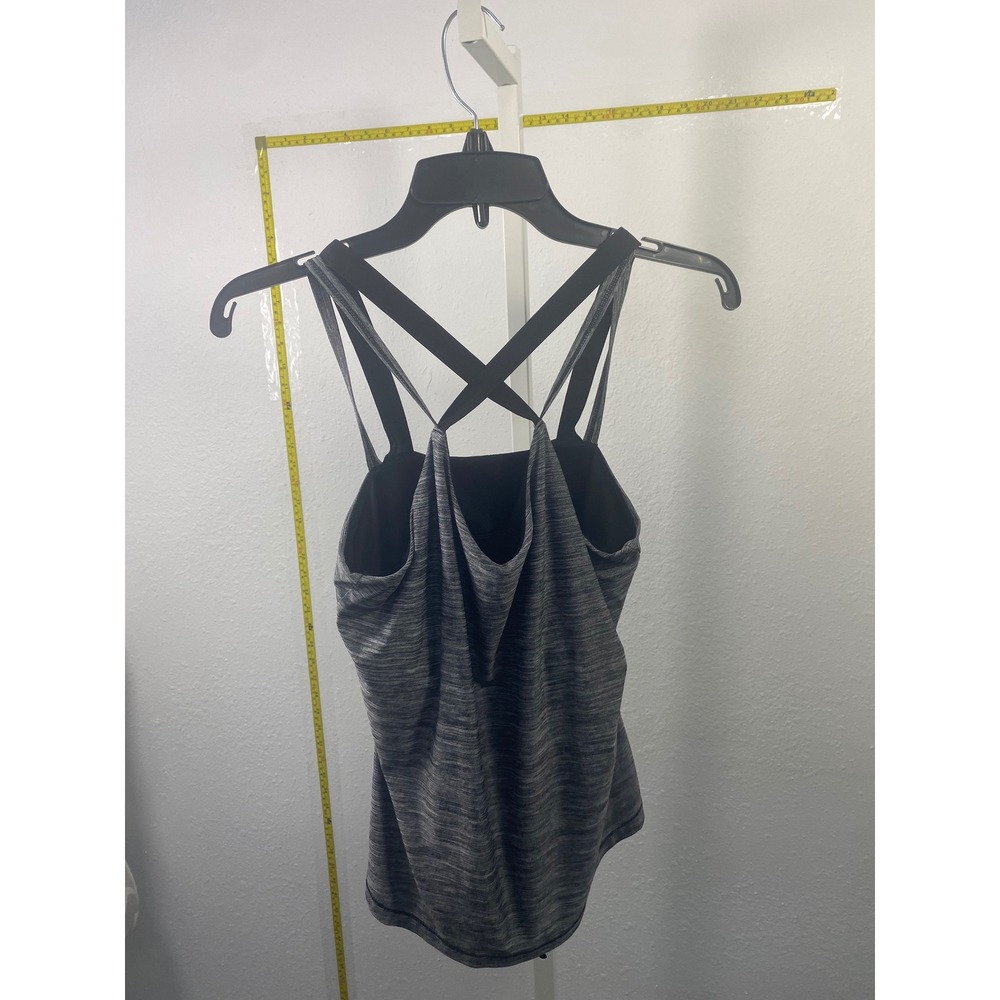 Space Dye Heathered Gray Strappy Back Athletic Tank Top with‎ Built-in Bra